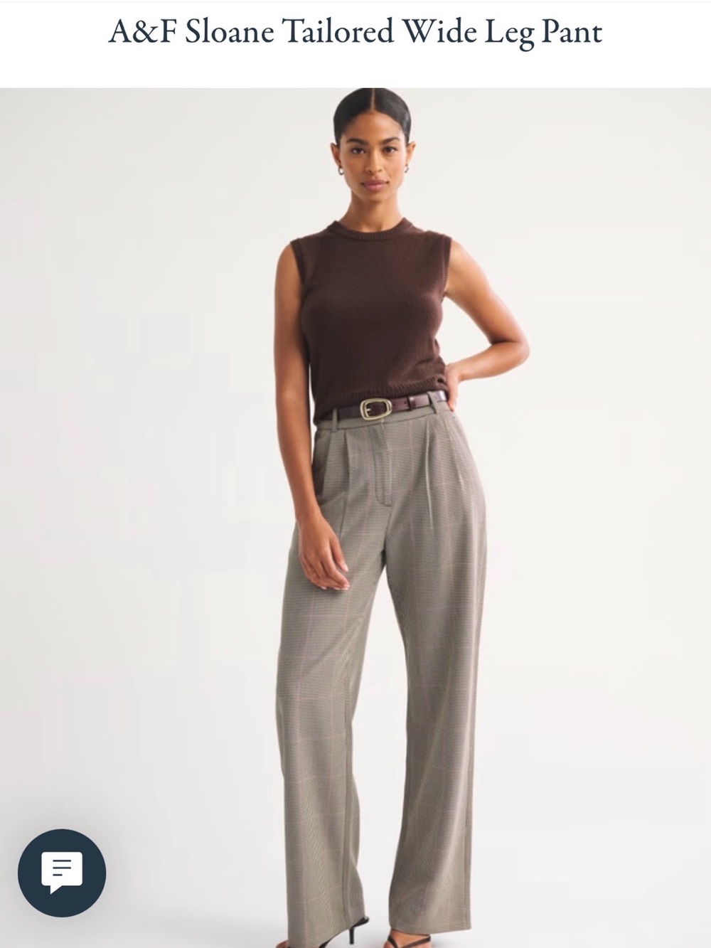 Abercrombie & Fitch Sloane Tailored Wide Leg Pant - Grey Plaid